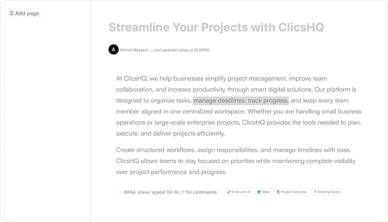 Co-editing a clicsHQ doc in real time